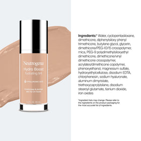 Neutrogena Hydro support Hydrating Tint Nude 40 with makeup tools