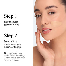 Neutrogena Hydro support Tint Foundation 85 Honey with makeup brush