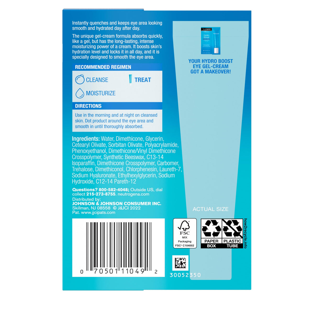 Neutrogena Hydro support Under Eye Cream packaging on a bathroom counter