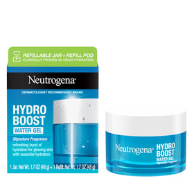 Neutrogena Hydro support Water Gel Starter Kit front view with refillable glass jar