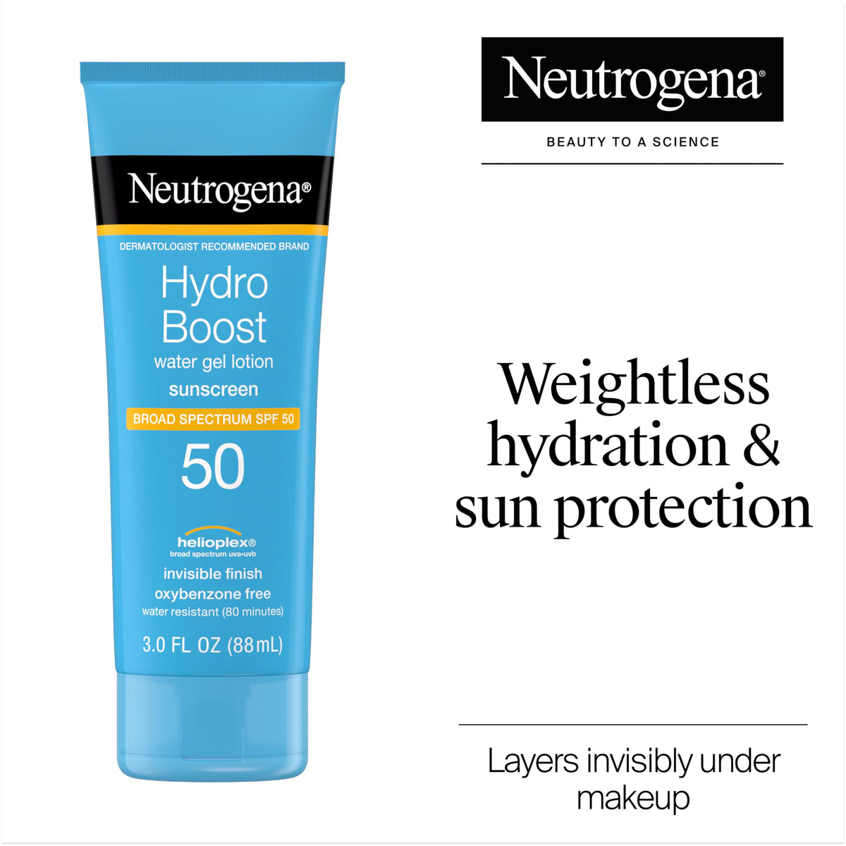 Neutrogena Hydro support Water Gel Sunscreen SPF 50 back view