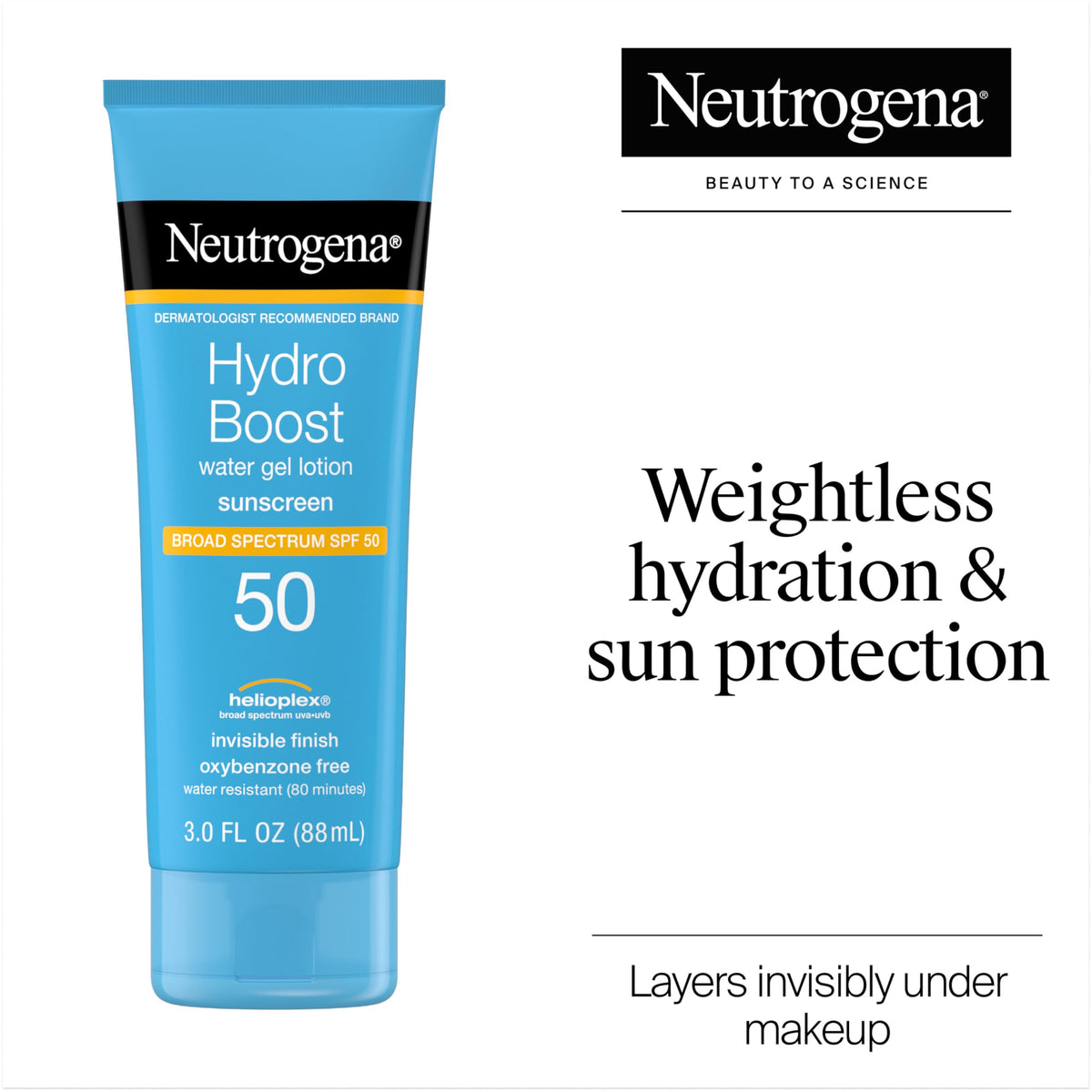 Neutrogena Hydro support Water Gel Sunscreen SPF 50 back view