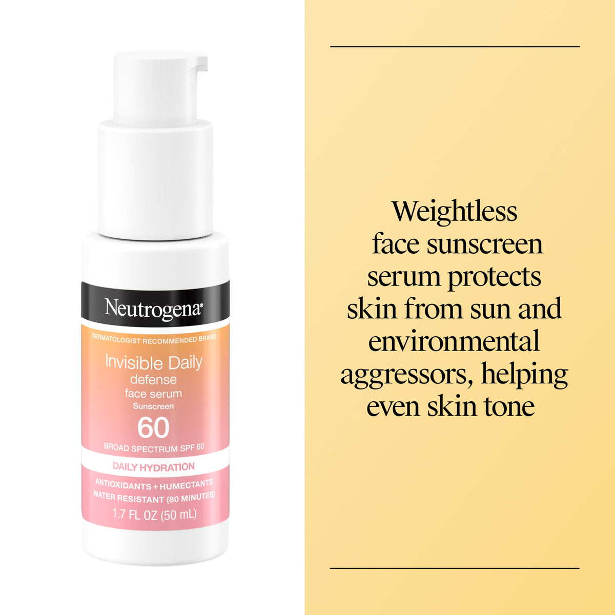 Neutrogena Invisible Defense Face Serum SPF 60 side view