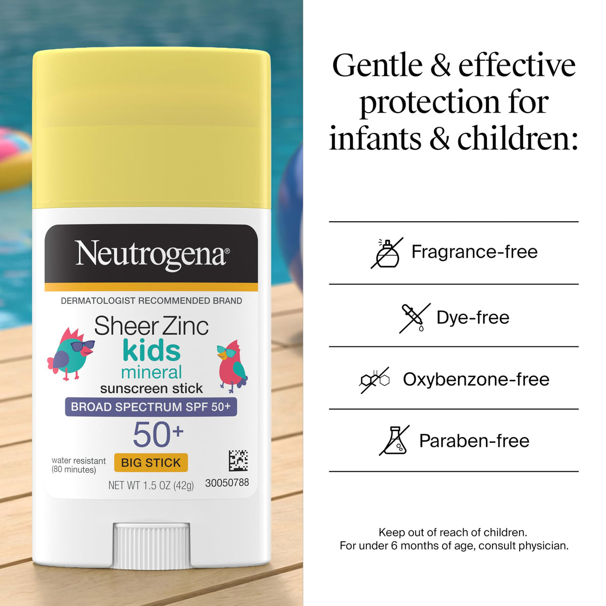 Neutrogena Kids Sunscreen Stick on a beach towel