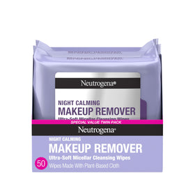 Neutrogena Night Calming Makeup Remover Wipes twin pack front view