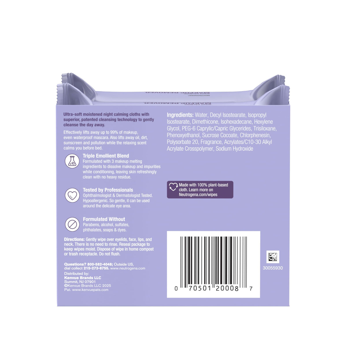 Neutrogena Night Calming Makeup Remover Wipes used on skin