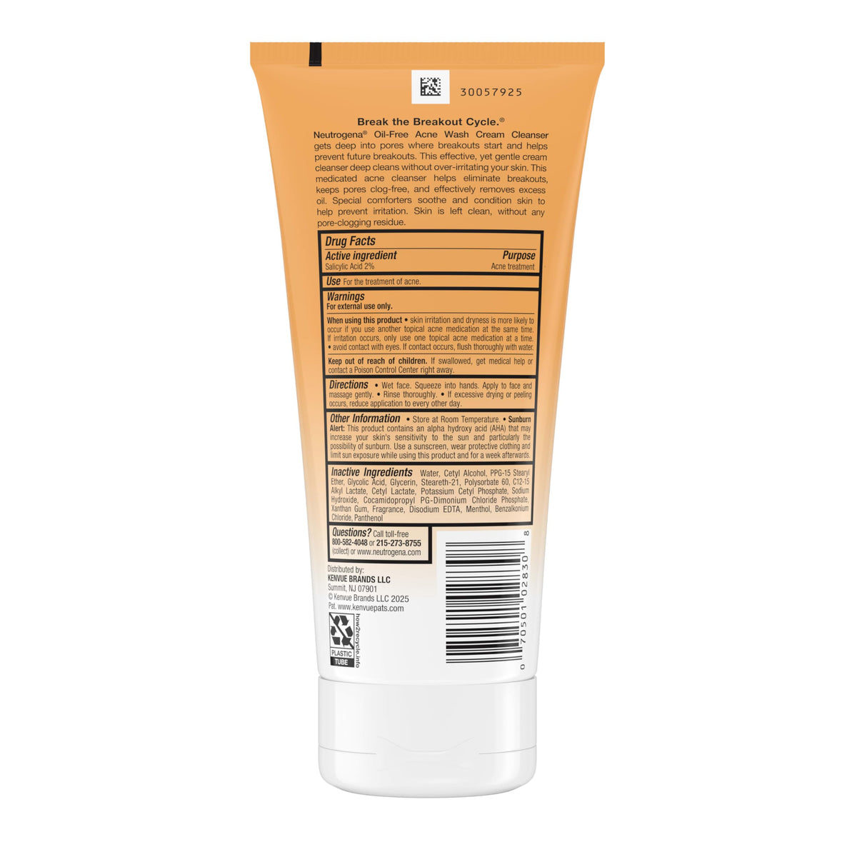 Neutrogena Oil-Free Acne Face Wash Cream Cleanser 6.7 oz on bathroom counter