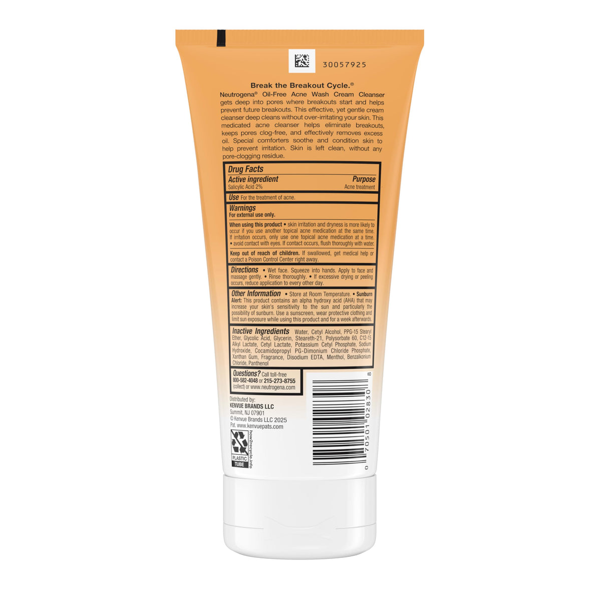 Neutrogena Oil-Free Acne Face Wash Cream Cleanser 6.7 oz texture close-up