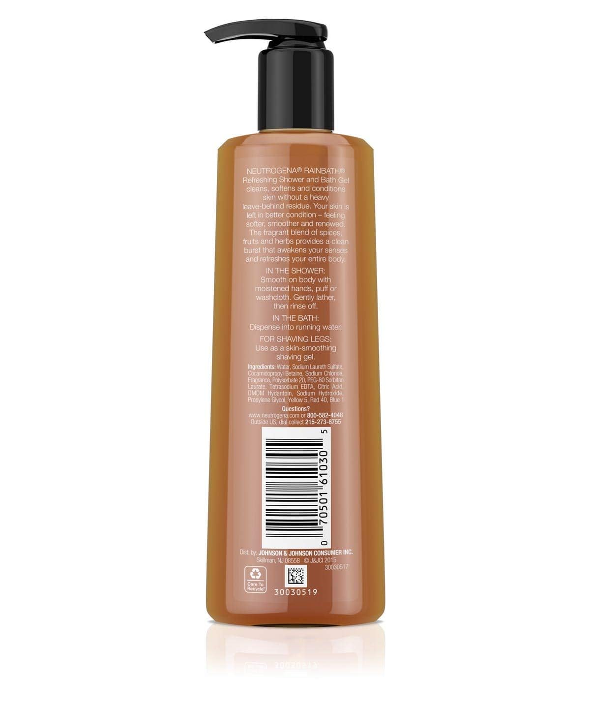 Neutrogena Rainbath Gel Original 8.5 oz back view