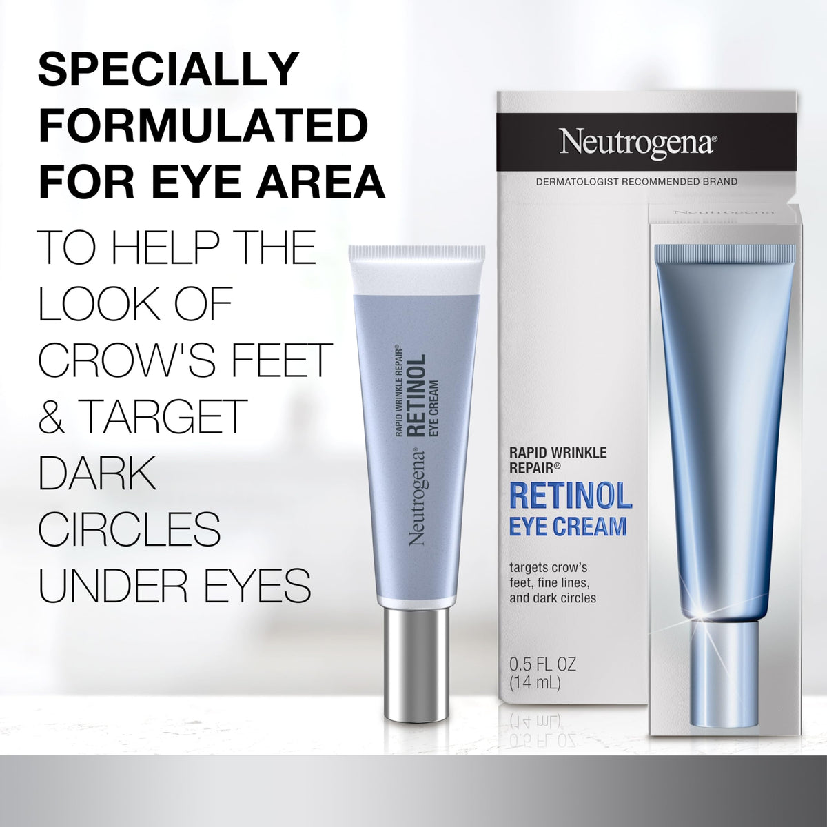 Neutrogena Rapid Wrinkle Repair Eye Cream showing the back of the tube