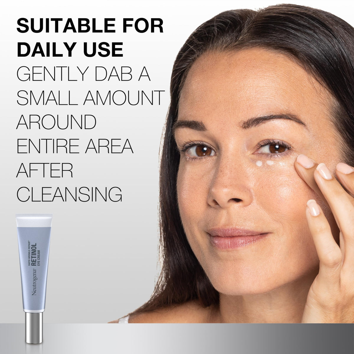 Neutrogena Rapid Wrinkle Repair Eye Cream with a close-up of the nozzle