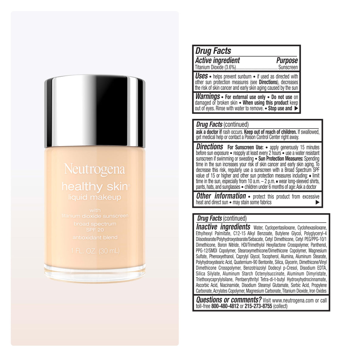 Neutrogena Skin Liquid Foundation Classic Beige 210W with other makeup products