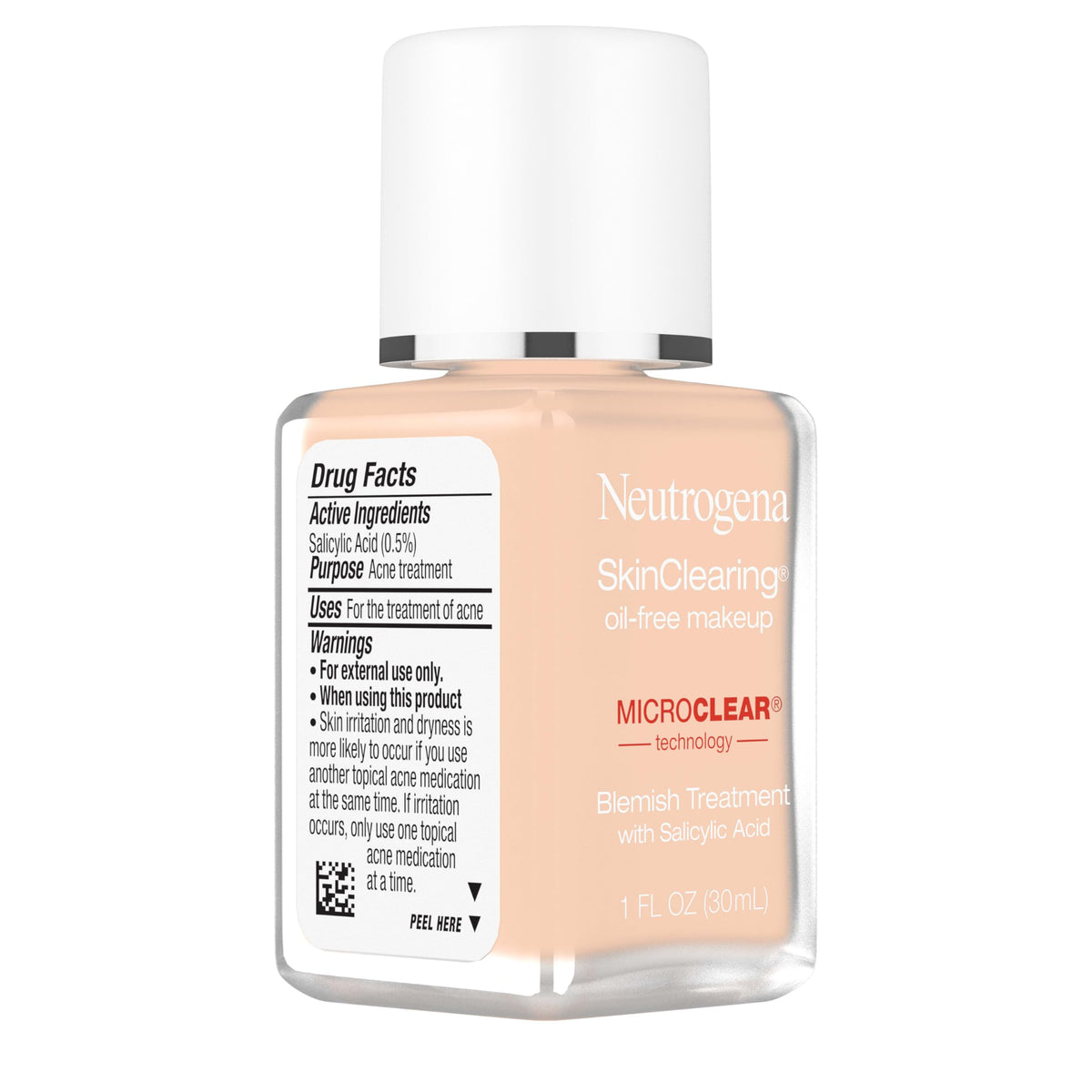 Neutrogena SkinClearing Liquid Foundation 80 Medium Beige with makeup tools