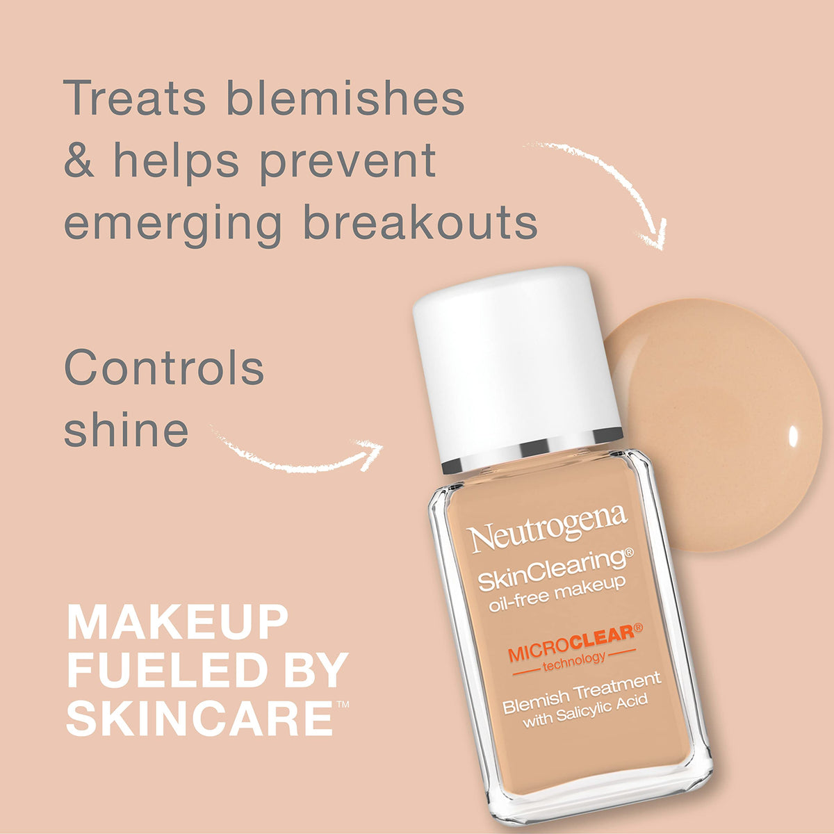 Neutrogena SkinClearing Liquid Foundation bottle side view