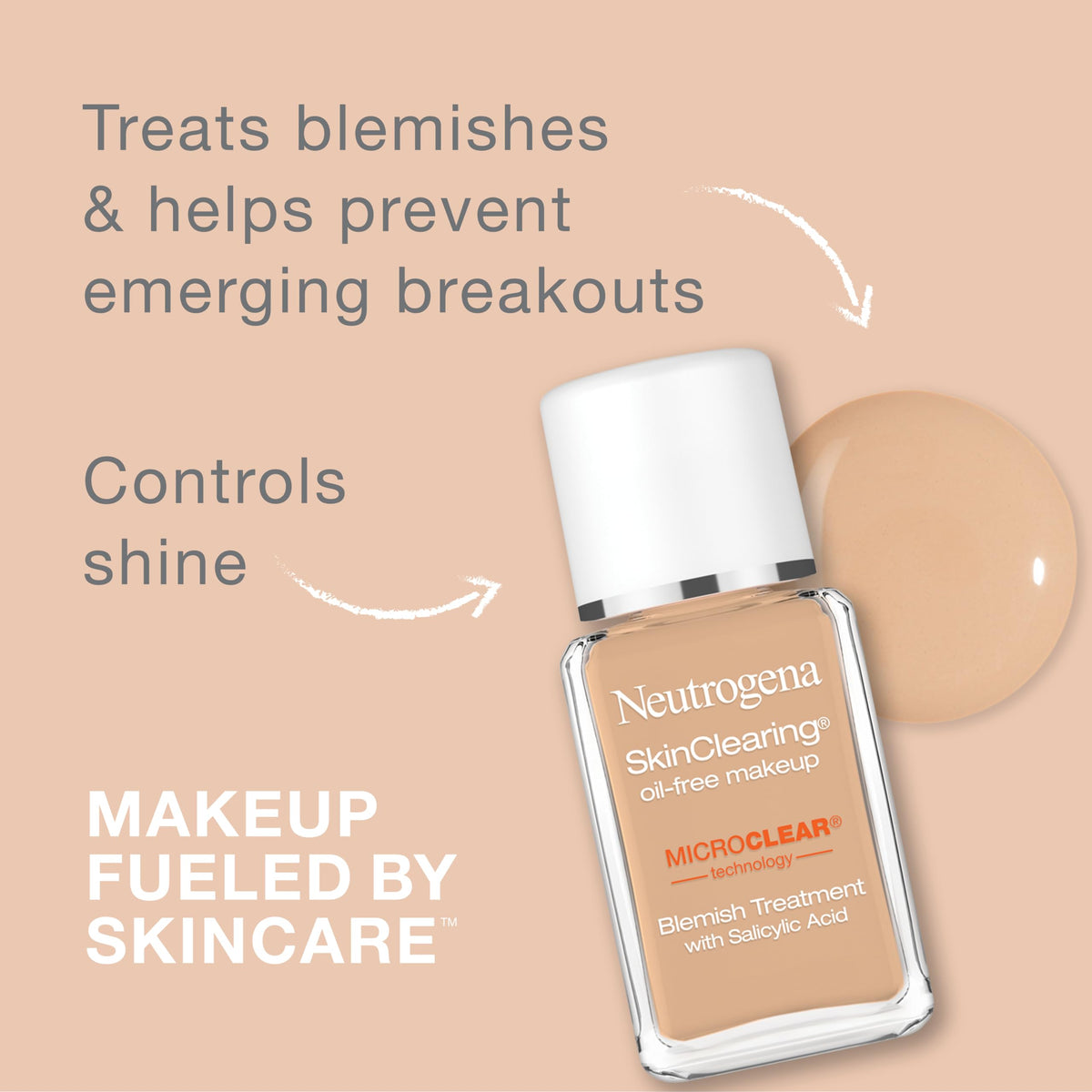 Neutrogena SkinClearing Liquid Foundation Classic Ivory 10 bottle side view