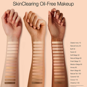 Neutrogena SkinClearing Liquid Foundation with makeup tools