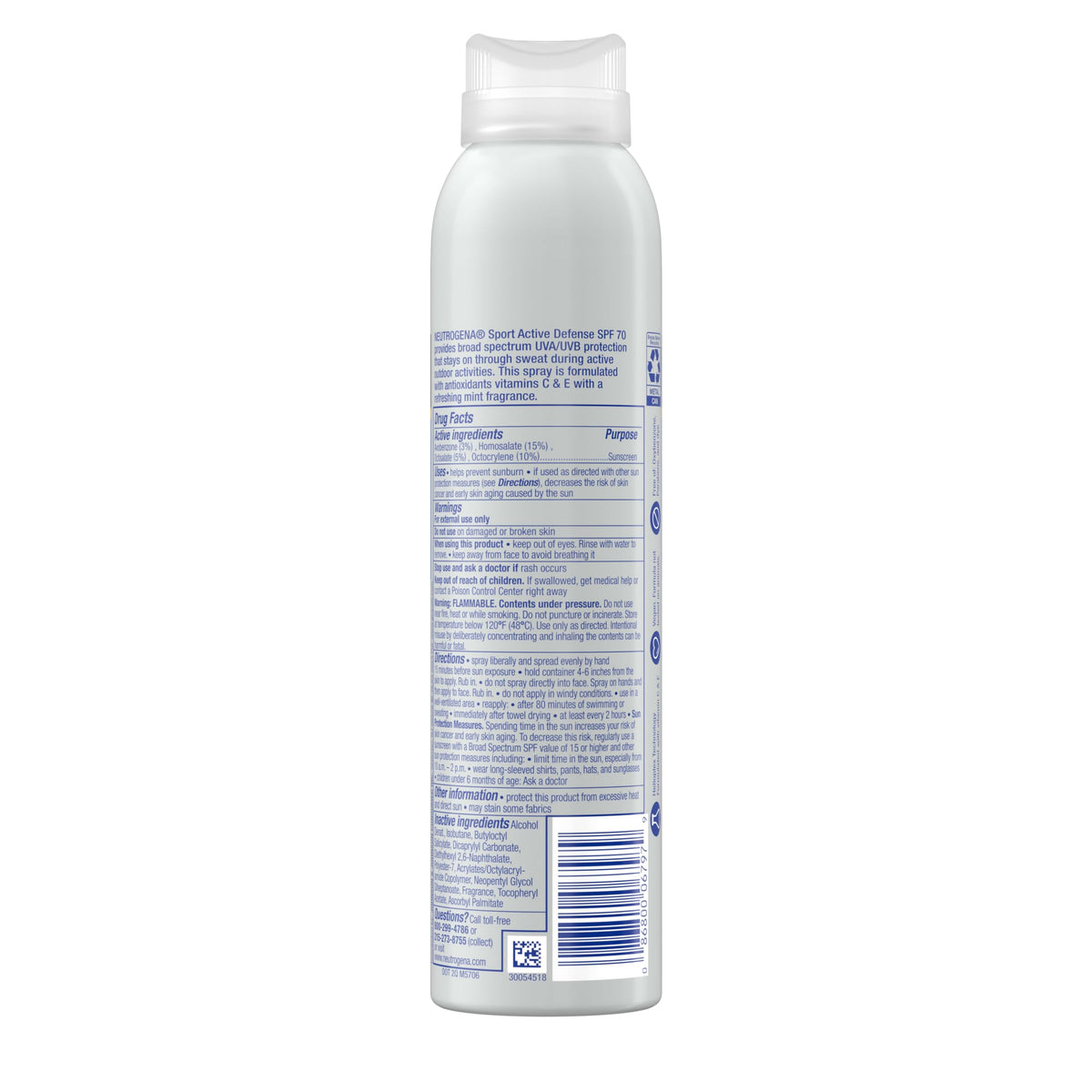 Neutrogena Sport Active Defense Sunscreen Spray SPF 70 ingredients list