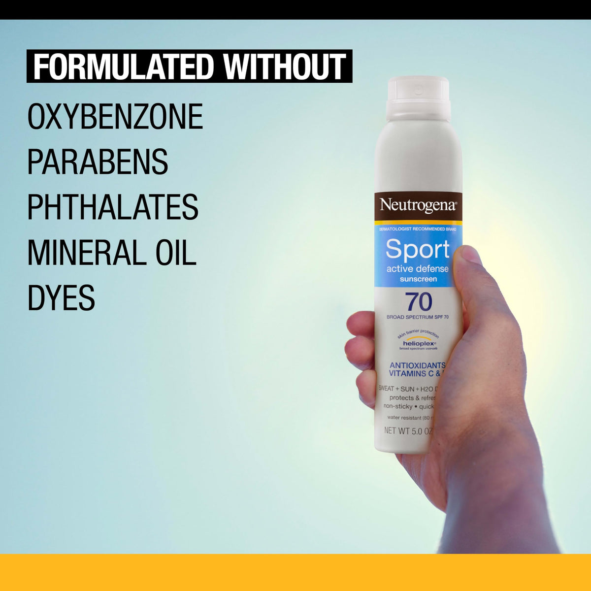 Neutrogena Sport Active Defense Sunscreen Spray SPF 70 outdoor use