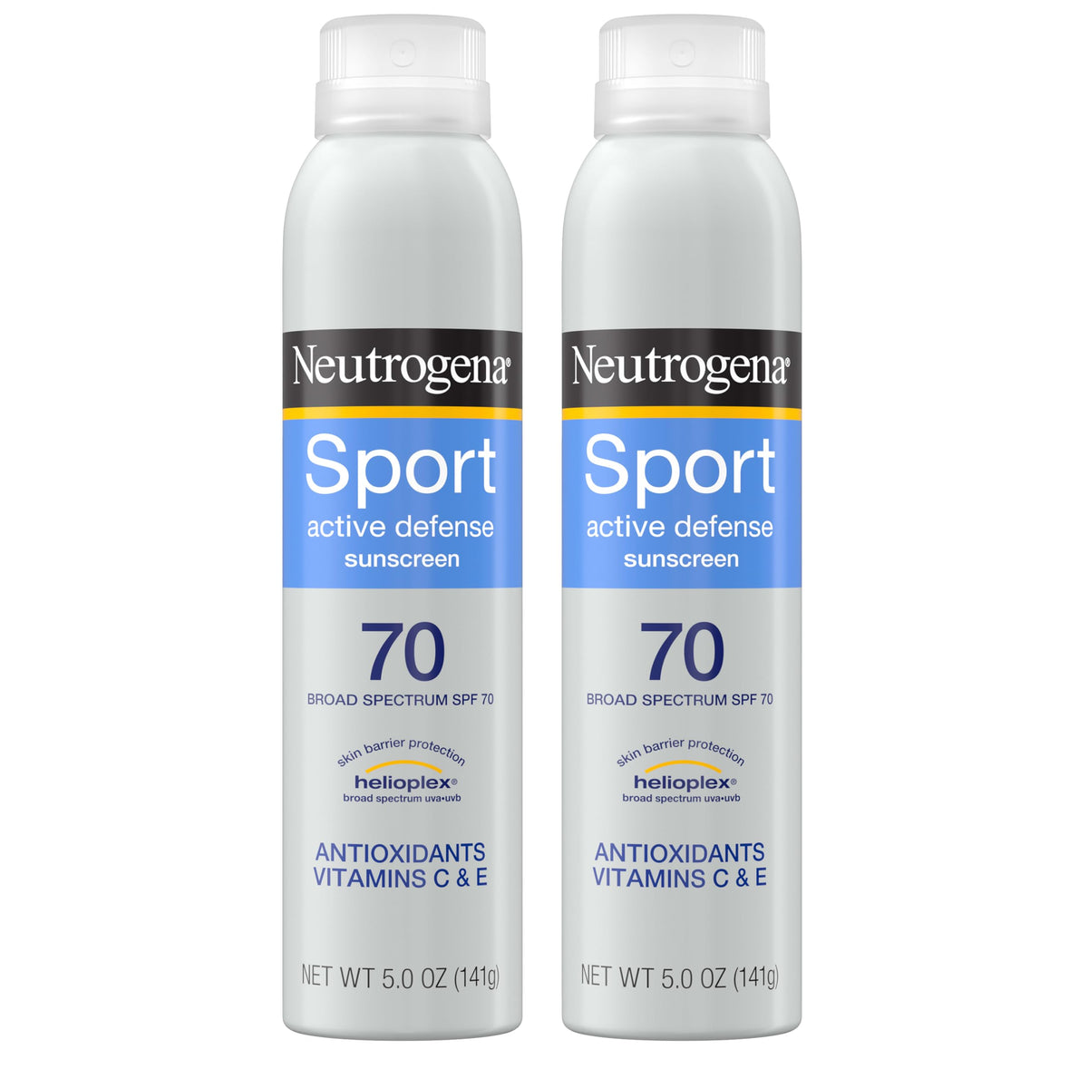 Neutrogena Sport Active Defense Sunscreen Spray SPF 70 twin pack front view