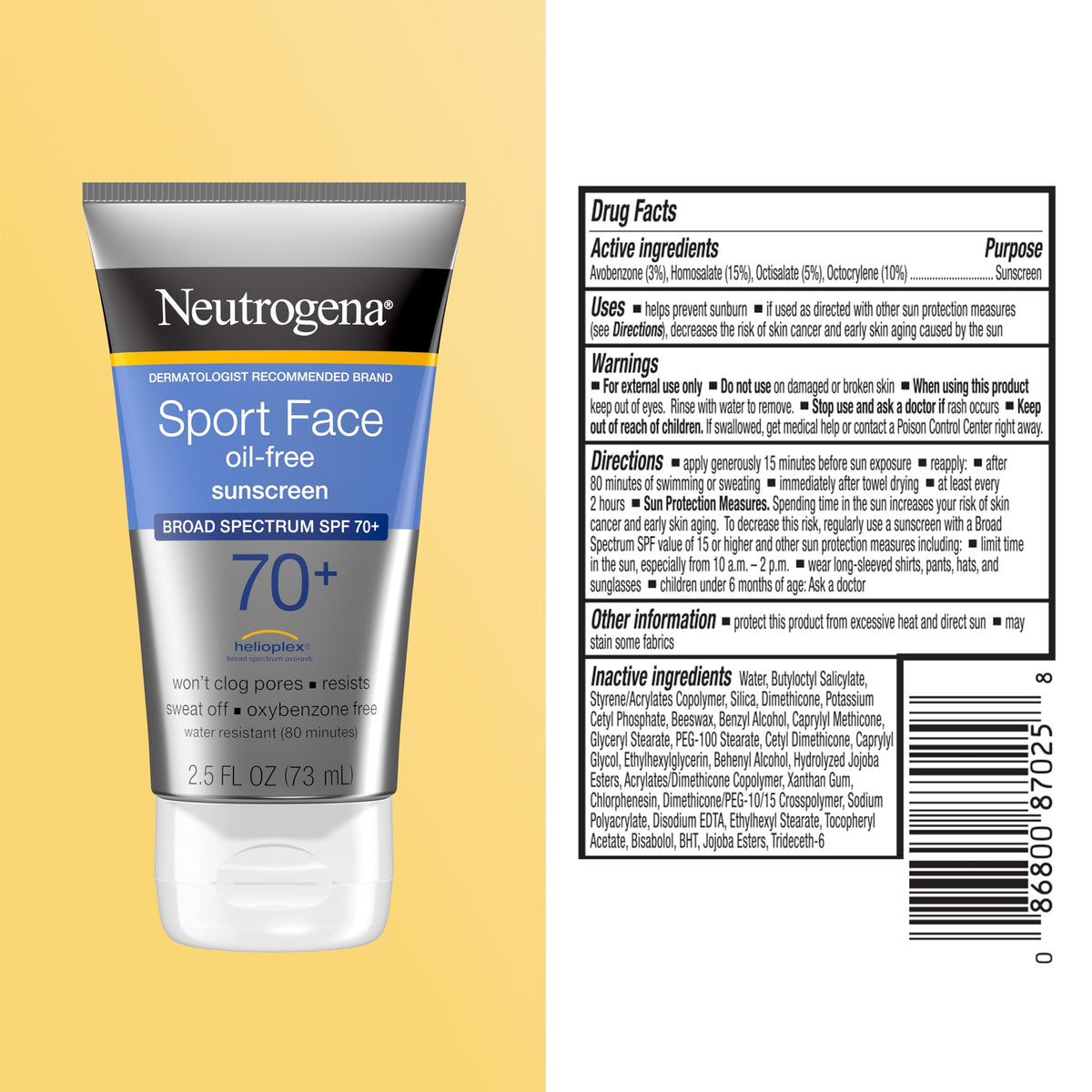 Neutrogena Sport Face Sunscreen Lotion SPF 70+ water-resistant demonstration