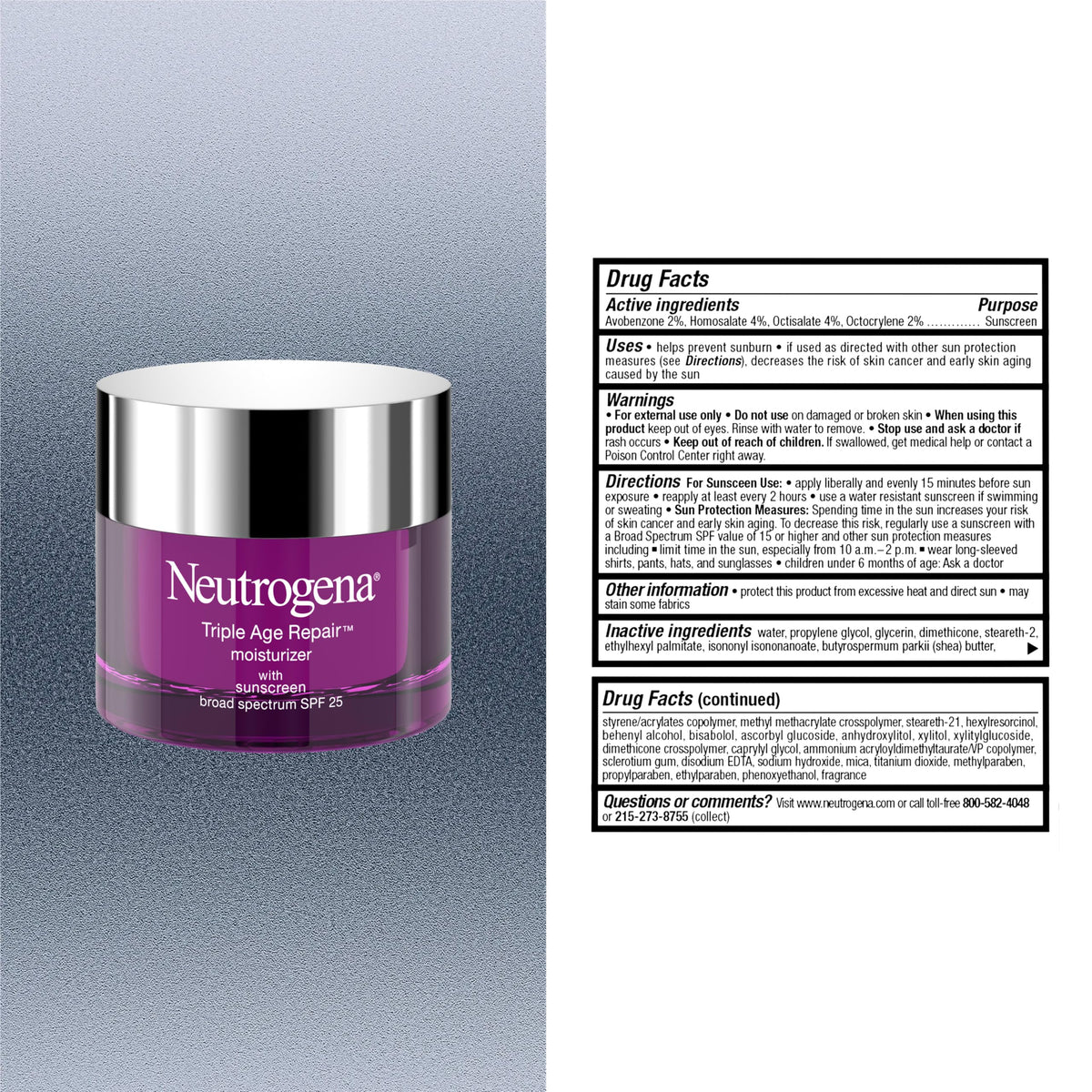 Neutrogena Triple Age Repair Face Moisturizer in a bathroom setting