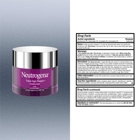 Neutrogena Triple Age Repair Face Moisturizer in a bathroom setting