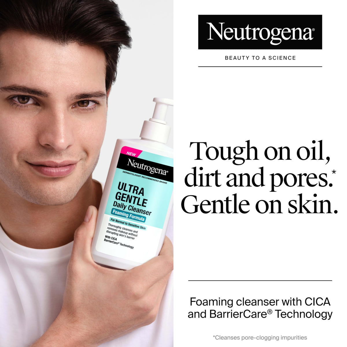 Neutrogena Ultra Gentle Foaming Facial Cleanser lather on hand