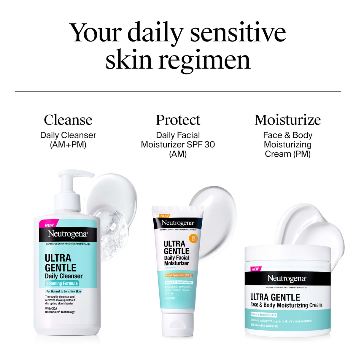 Neutrogena Ultra Gentle Foaming Facial Cleanser on bathroom counter