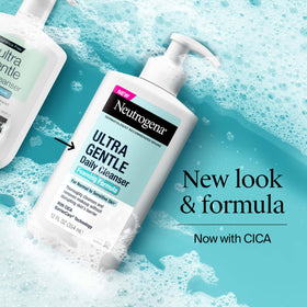 Neutrogena Ultra Gentle Foaming Facial Cleanser pump bottle side view