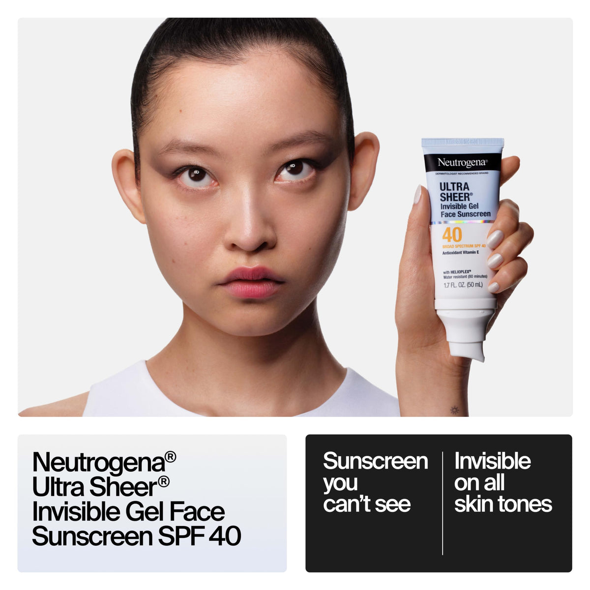 Neutrogena Ultra Sheer Invisible Gel Face Sunscreen SPF 40 back view