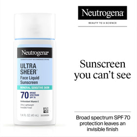 Neutrogena Ultra Sheer Liquid Mineral Face Sunscreen SPF 70 tube with cap