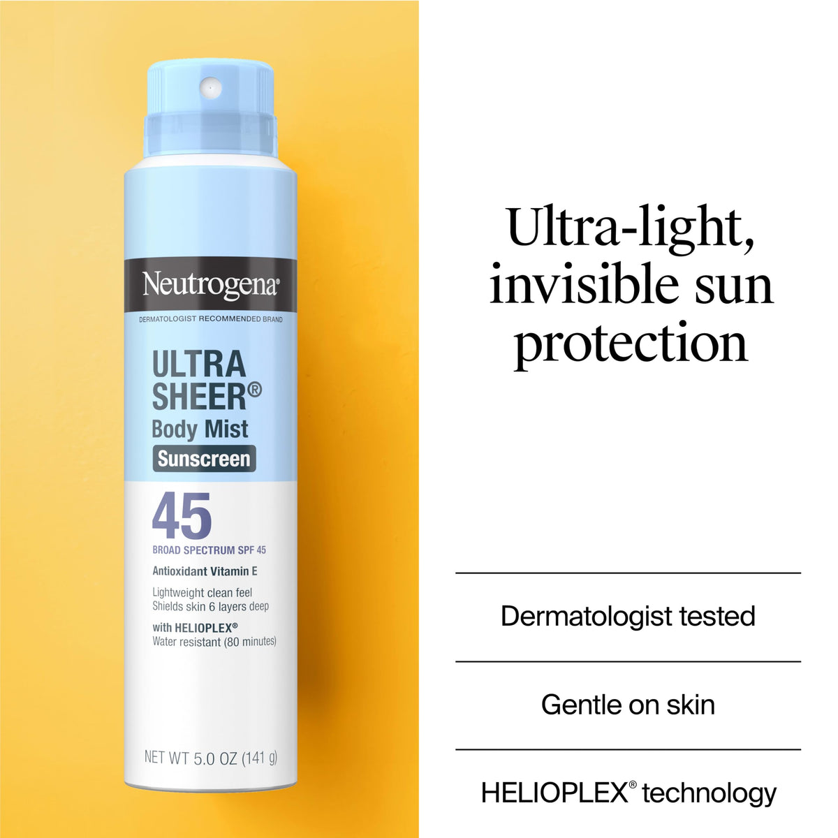 Neutrogena Ultra Sheer Sunscreen Spray SPF 45 side view