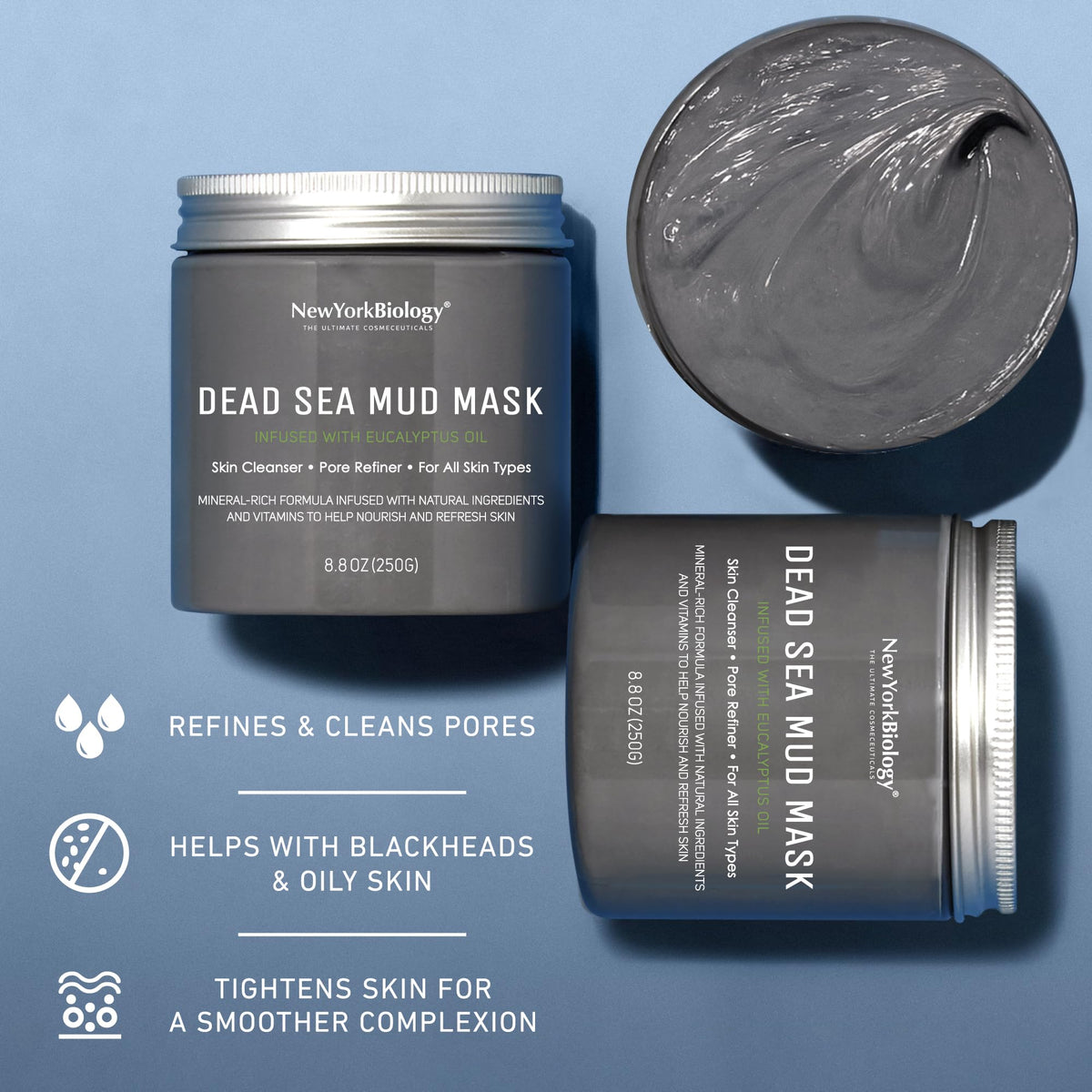 NEW YORK BIOLOGY Dead Sea Mud Mask Eucalyptus texture close-up