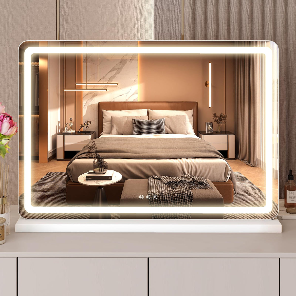NEWBULIG LED Vanity Mirror front view with lights