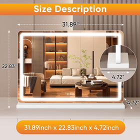 NEWBULIG LED Vanity Mirror side view showcasing dimensions