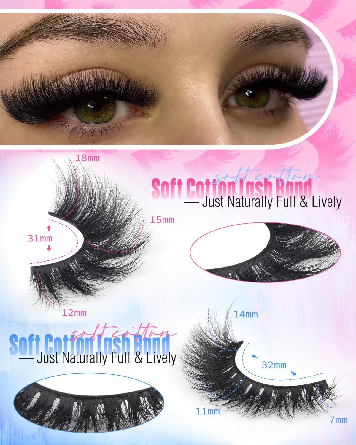 Newcally 8D Volume Long Cat Eye False Eyelashes in use