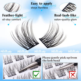 Newcally lash clusters displayed with application tools