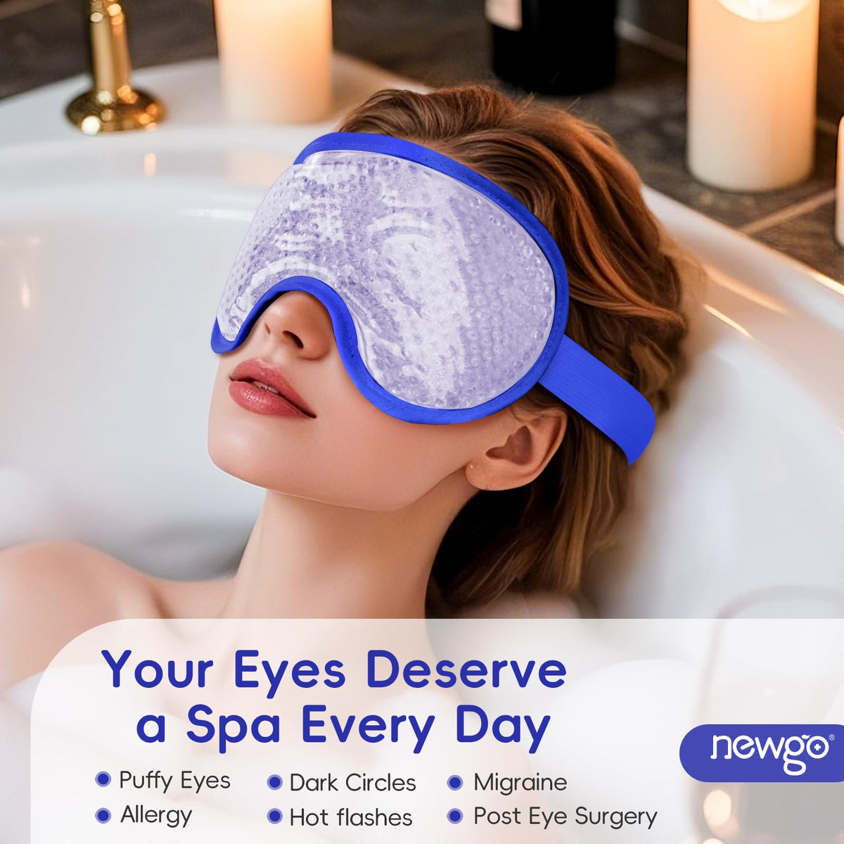 NEWGO Cooling Eye Mask adjustable strap close-up