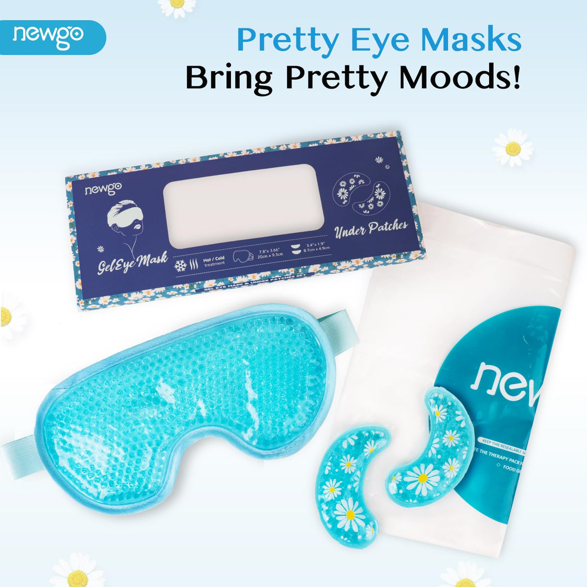 NEWGO Cooling Eye Mask demonstrating hot and cold therapy