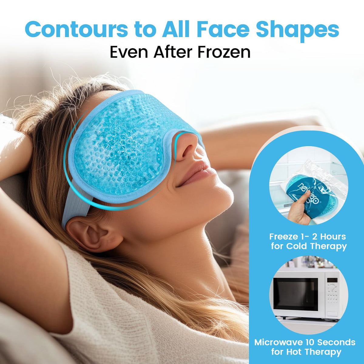 NEWGO Cooling Eye Mask in use on a person