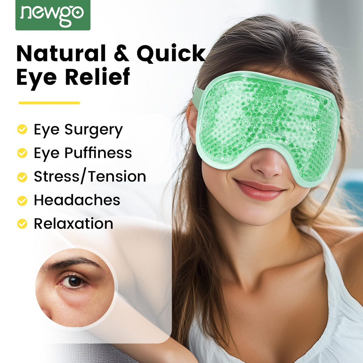 NEWGO Cooling Eye Mask showing plush backing