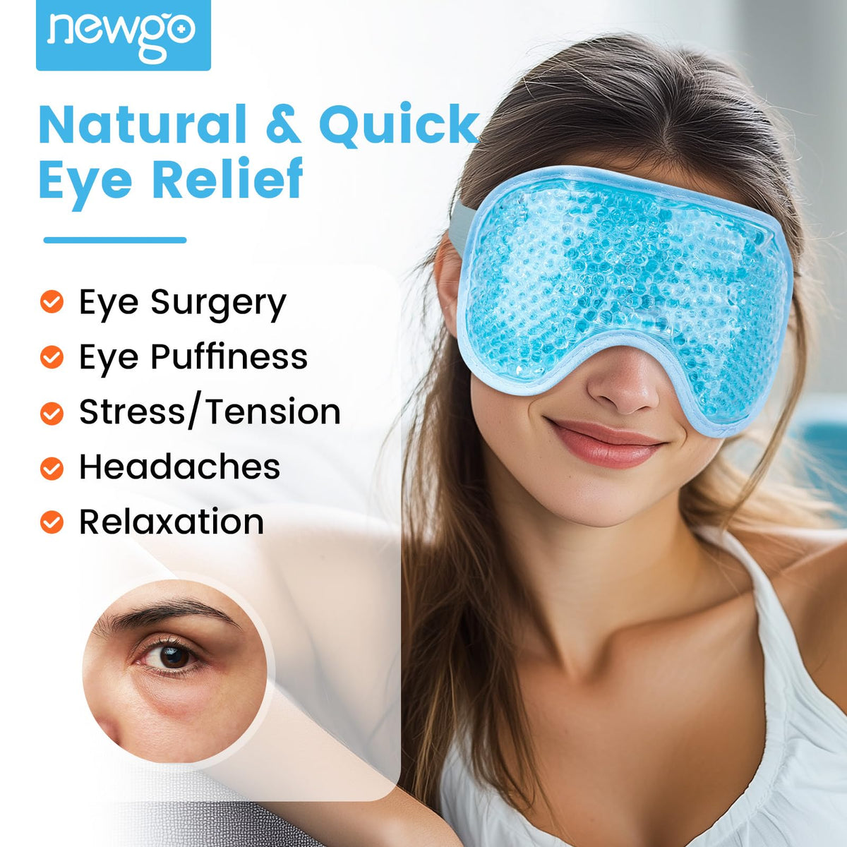 NEWGO Cooling Eye Mask with plush backing