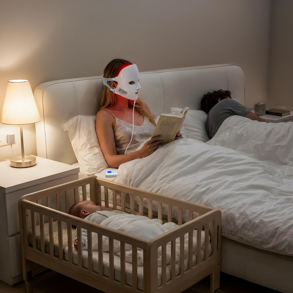 NEWKEY Red Light Therapy Mask with user instructions