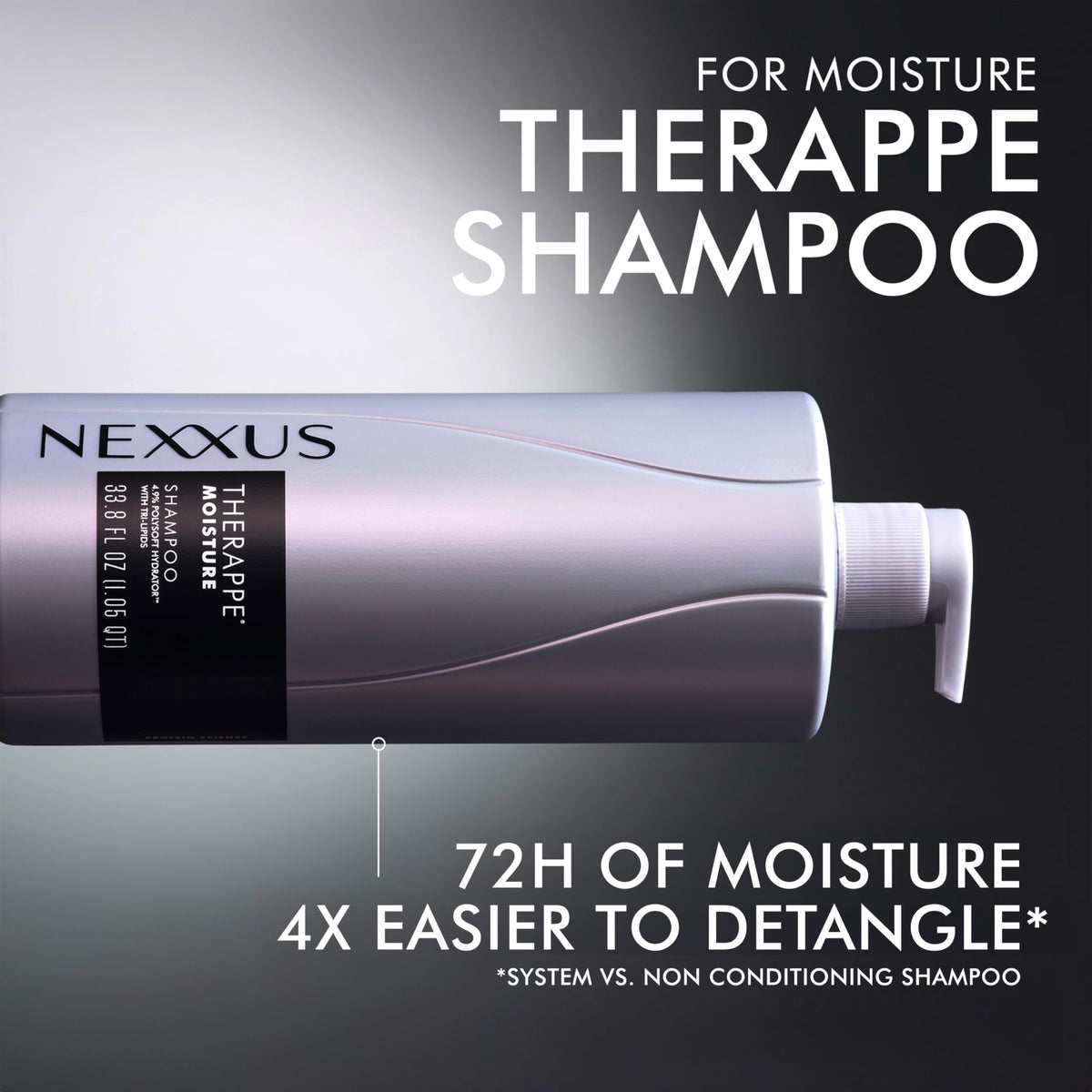 Nexxus Therappe Shampoo 33.8 oz in bathroom setting