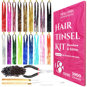 NIACONN Glitter Hair Tinsel Extensions Kit with 18 colours