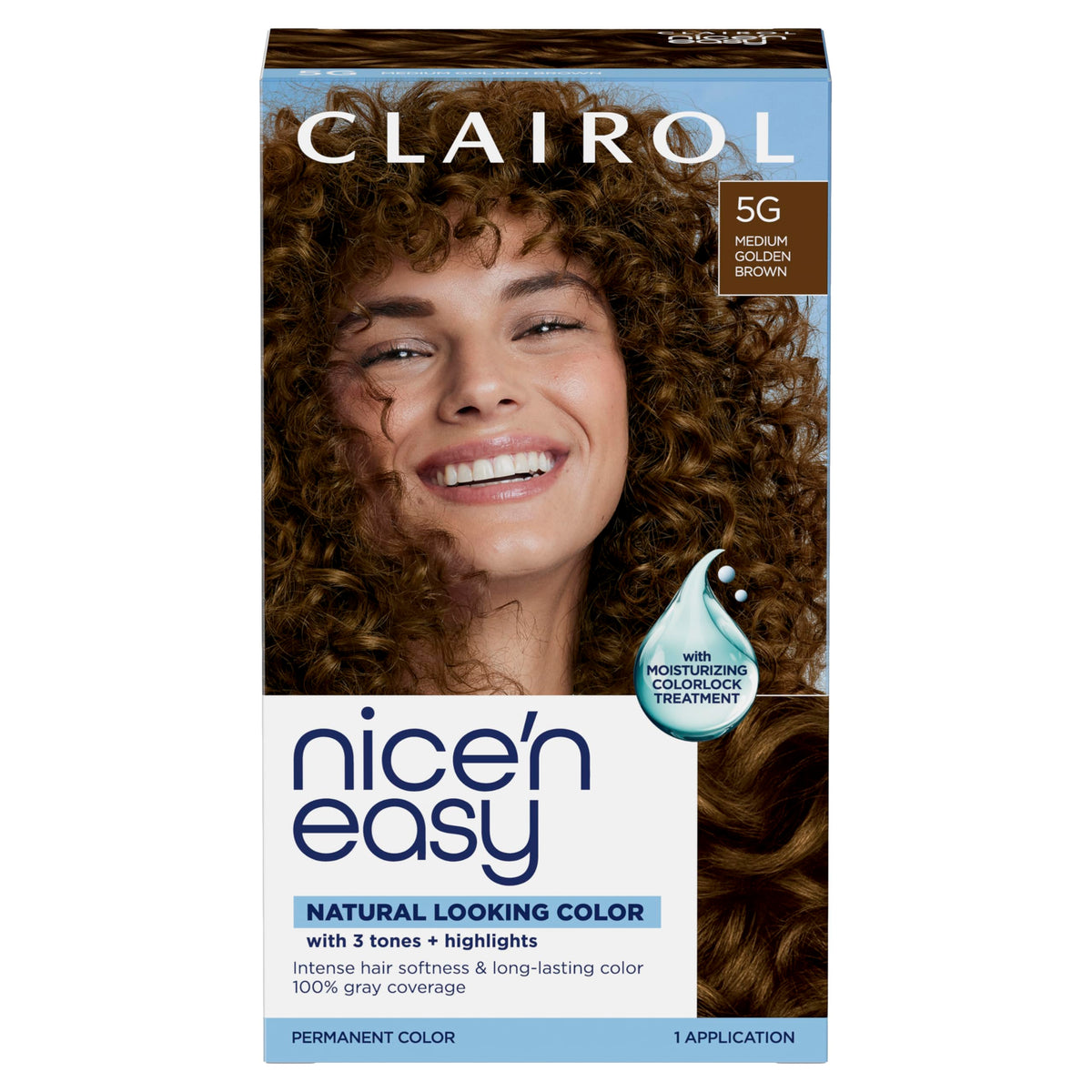Nice n Easy 5G Medium Golden Brown hair dye kit front view