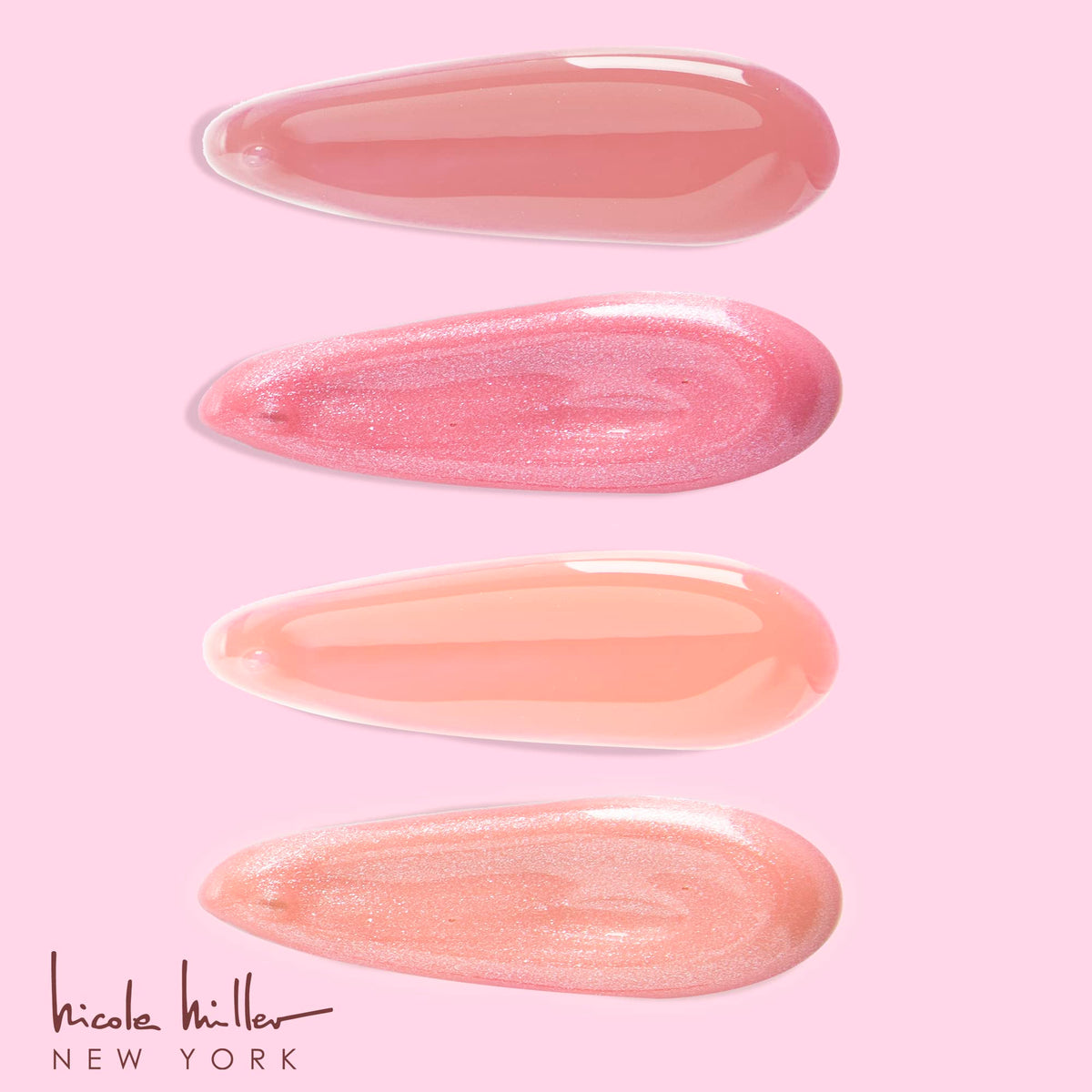Nicole Miller Lip Gloss Collection displayed with various shades