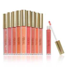 Nicole Miller Lip Gloss Collection front view with 10 glossy shades