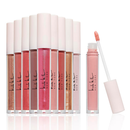 Nicole Miller Lip Gloss Collection front view with 10 shades
