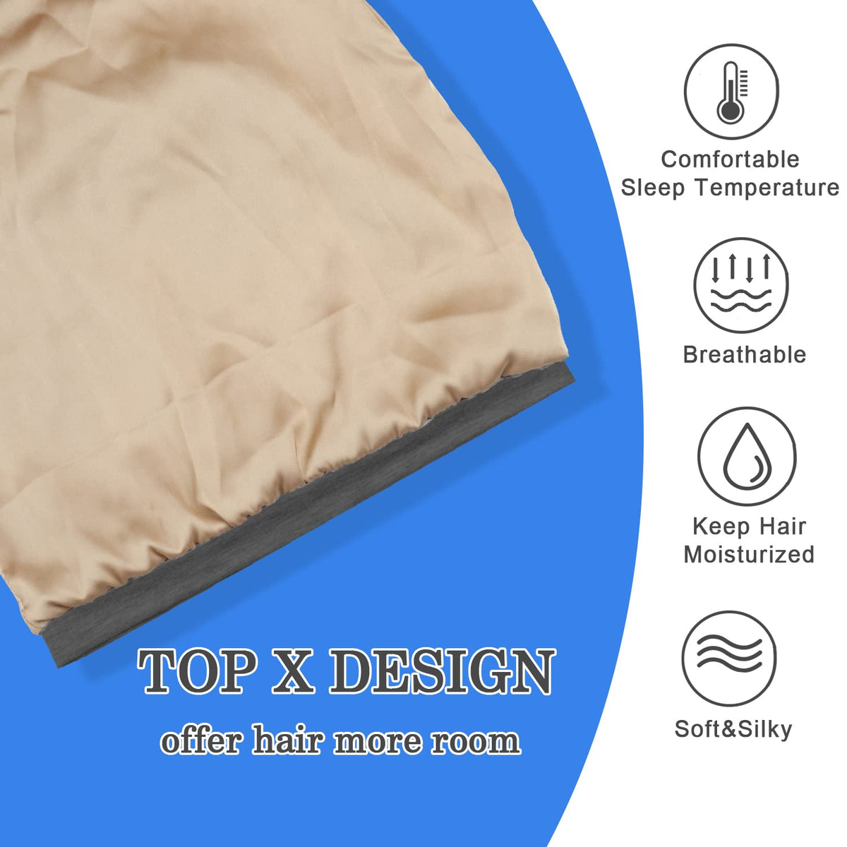 NICPOO silk bonnet worn by a person while sleeping